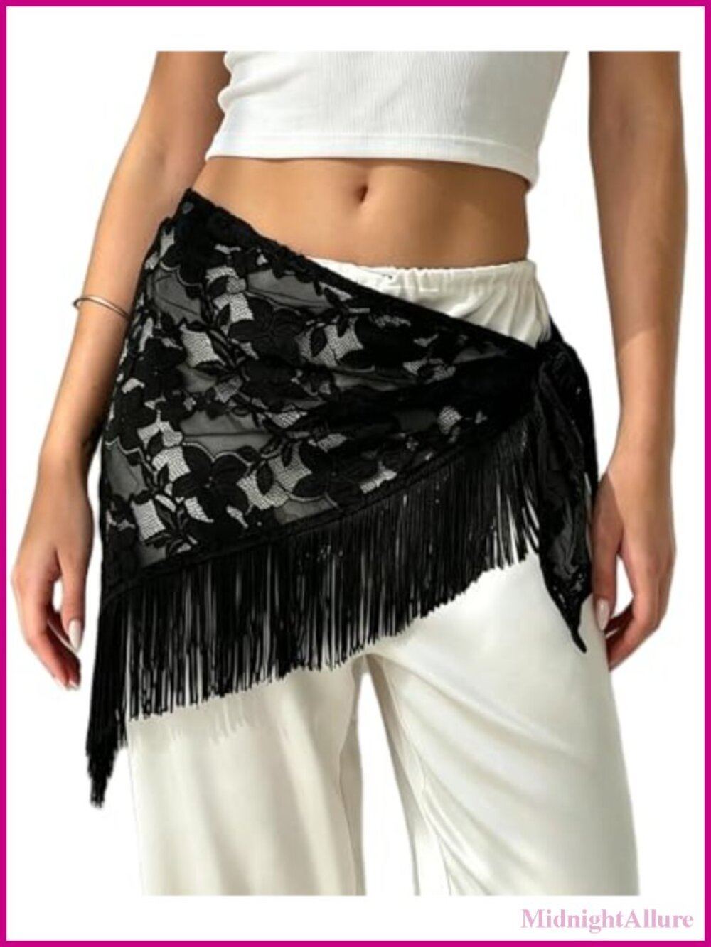 Sheer Floral Lace Waist Scarf Belt Wrap Mini Skirt Y2K Hip Scarf Sarong